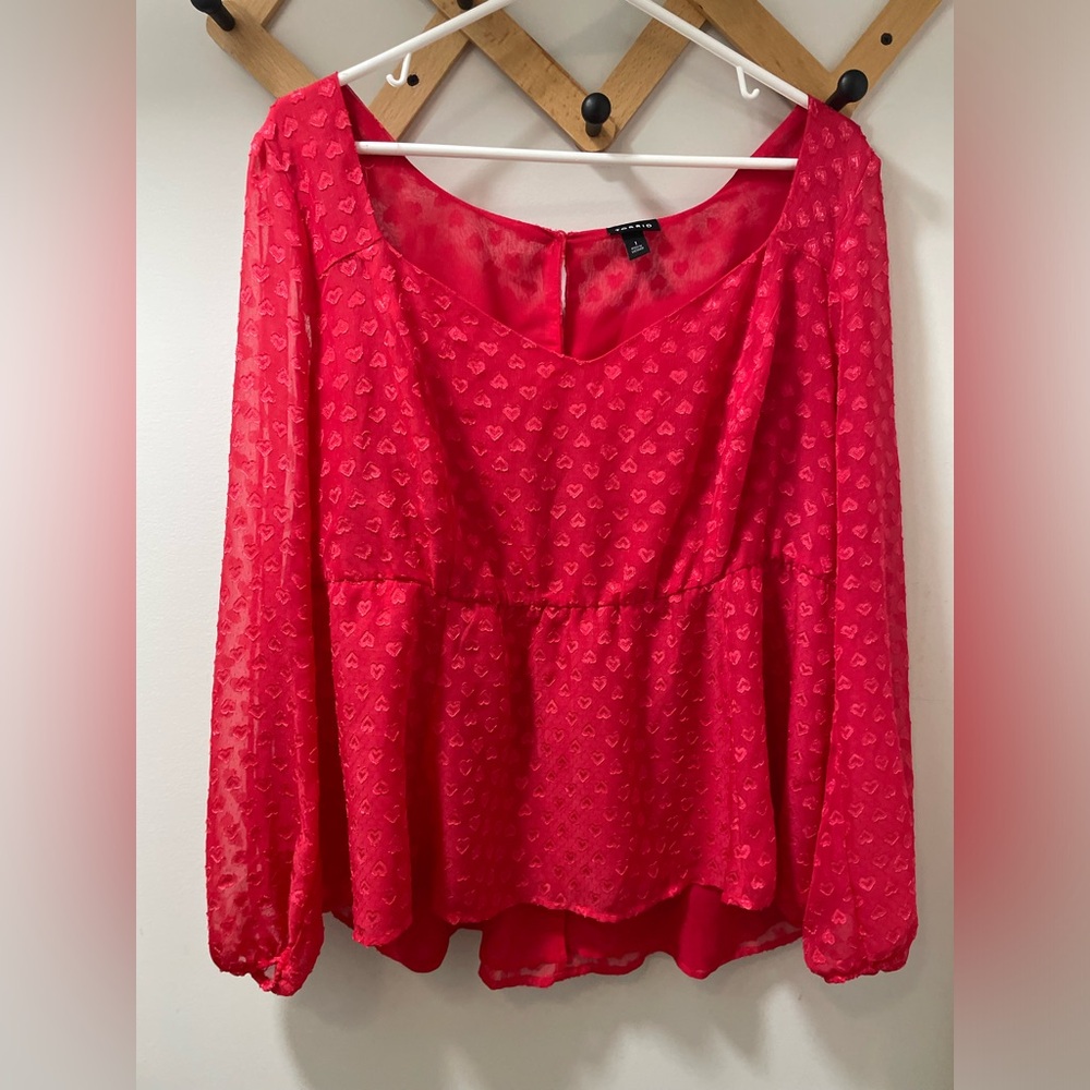 torrid Red Heart-Print Peplum Blouse